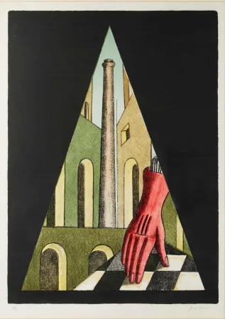 Lithographie De Chirico - Il guanto (Il guanto rosso)