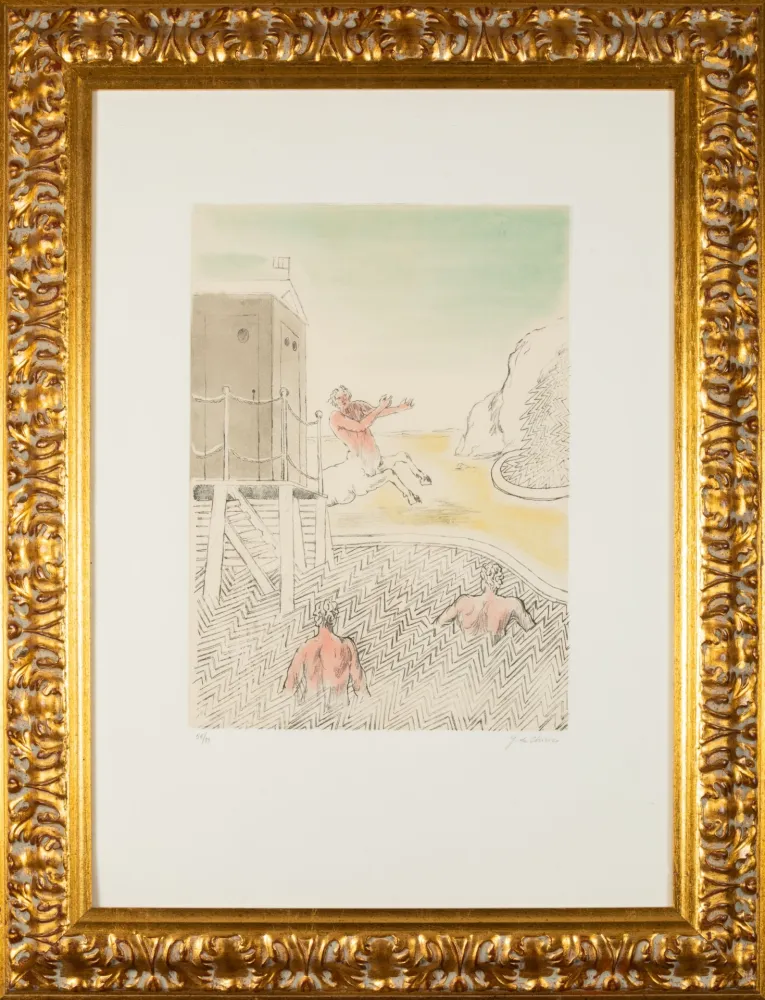 Radierung Und Aquatinta De Chirico - L'arrivo del centauro