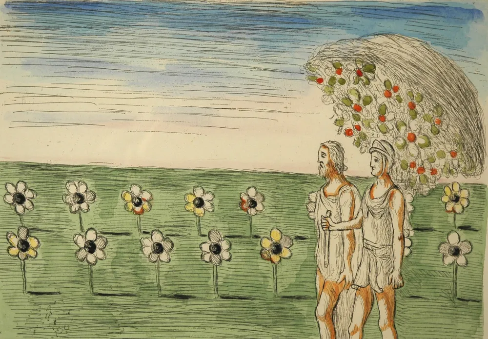 Radierung De Chirico - Visione misteriosa