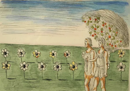 Radierung De Chirico - Visione misteriosa