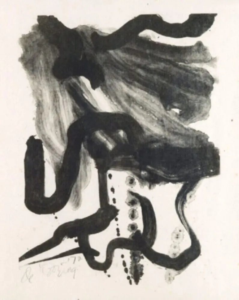 Lithographie De Kooning - Woman with long hair and corset
