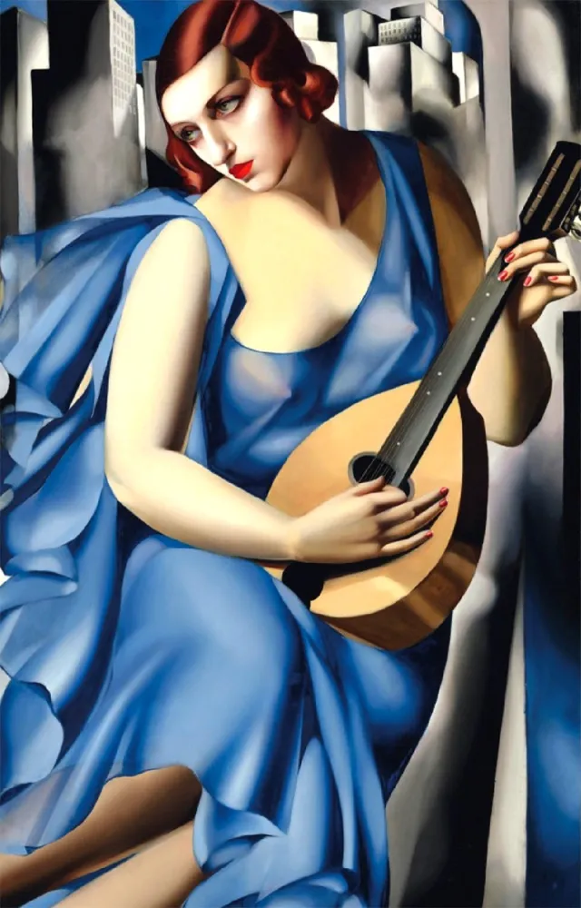 Siebdruck De Lempicka - Femme Bleue a la Guitare