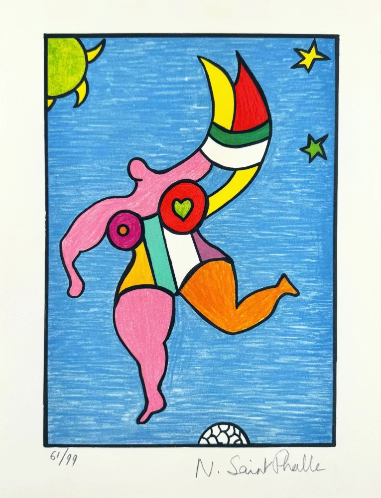 Lithographie De Saint Phalle - Nana arc-en-ciel 