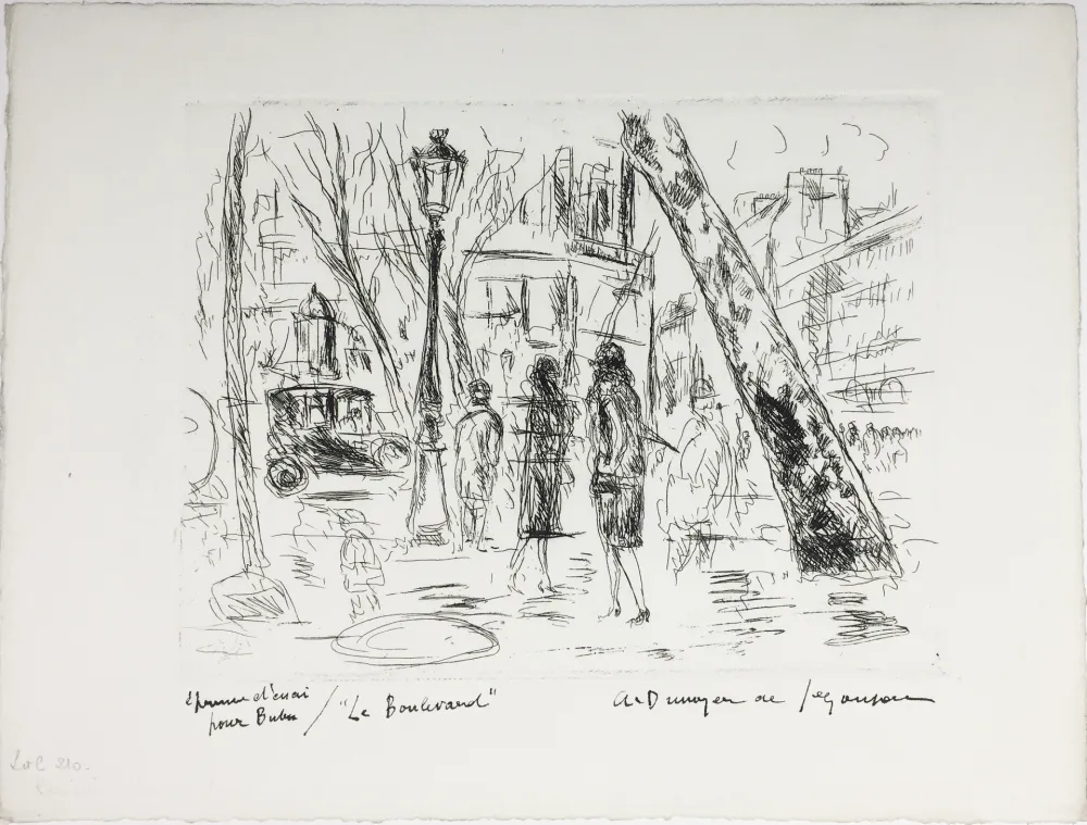 Radierung De Segonzac - LE BOULEVARD. Pour 