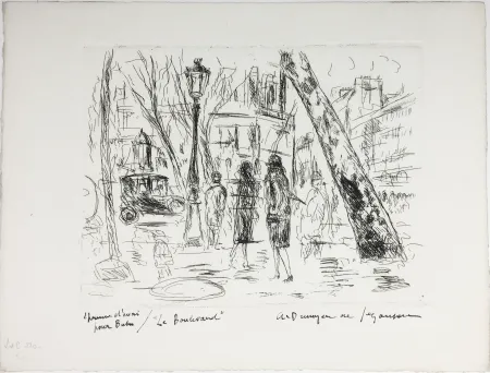 Radierung De Segonzac - LE BOULEVARD. Pour 