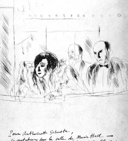 Radierung De Segonzac - Salle de Music-Halle