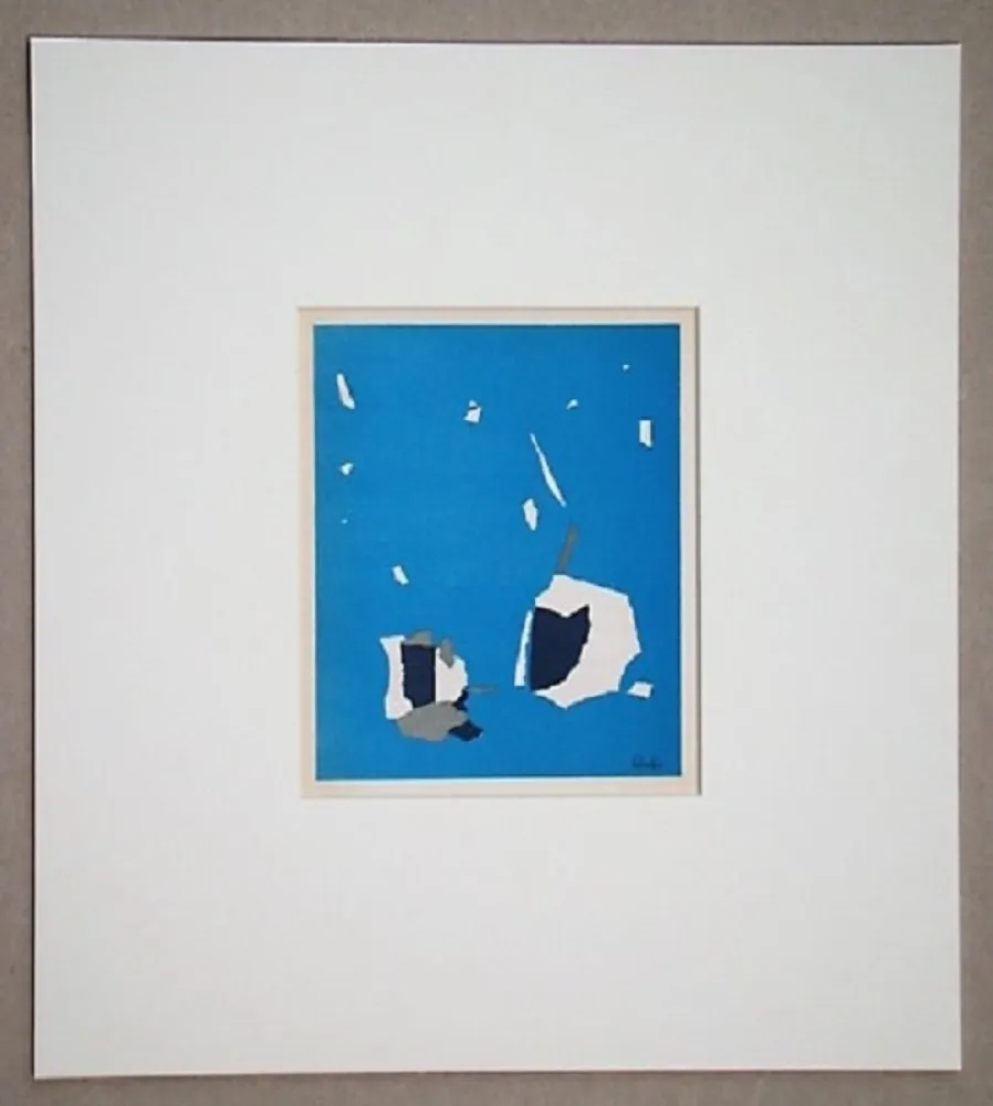 Lithographie De Stael - Composition sur fond bleu ciel