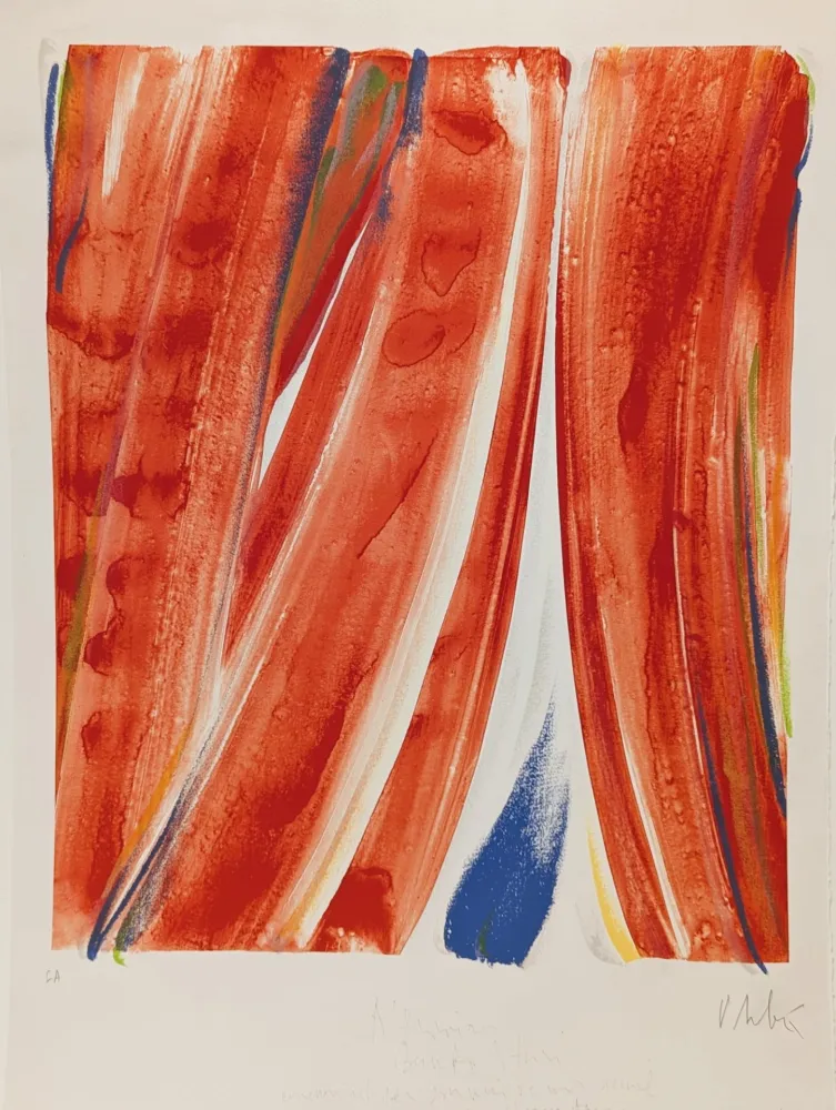 Lithographie Debré - Le Rideau rouge (Séguier) 