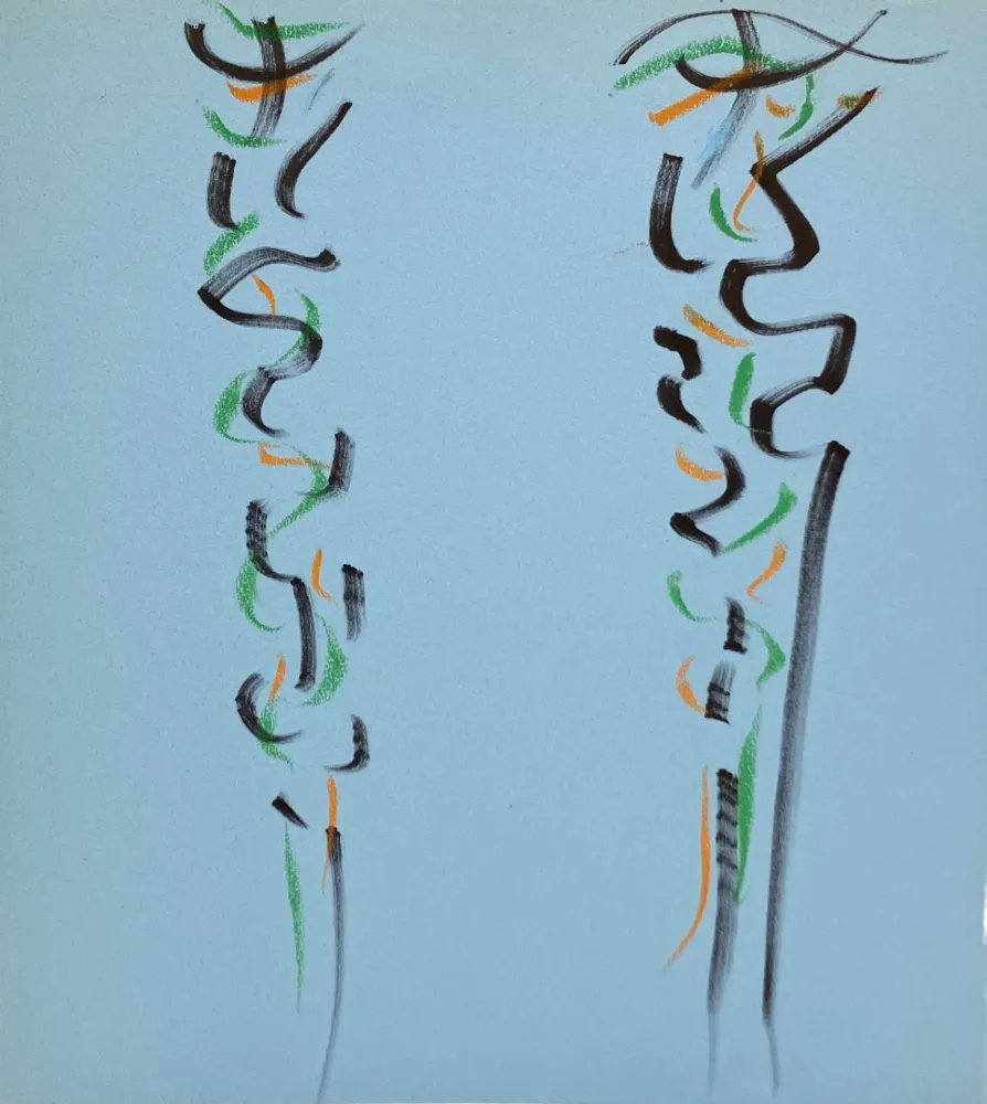 Keine Technische Debré - Pastels sur papier bleu, 1991. 