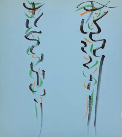 Keine Technische Debré - Pastels sur papier bleu, 1991. 