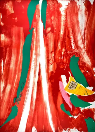 Lithographie Debré - Xian rouge et orange 