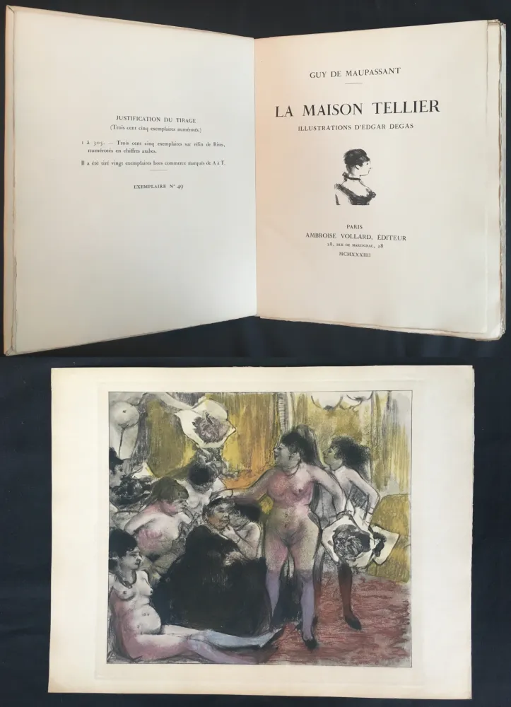 Illustriertes Buch Degas - Maupassant : LA MAISON TELLIER. Illustrations gravées d'Edgar Degas (1934).