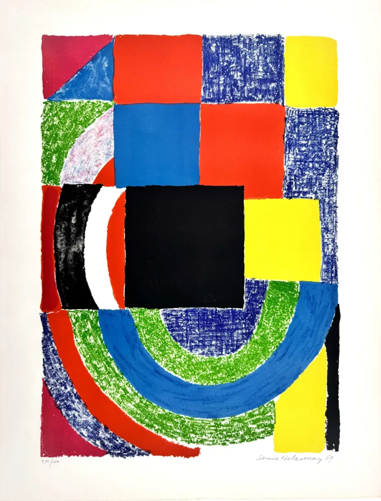 Lithographie Delaunay - Carreaux noirs 
