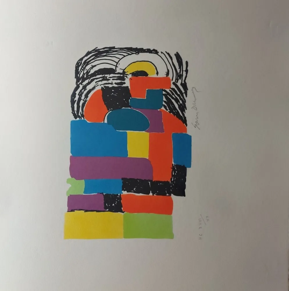 Lithographie Delaunay - Composition pour Madame Claude POMPIDOU (circa 1970)