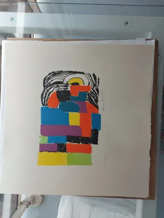 Lithographie Delaunay - Composition pour Madame Claude POMPIDOU (circa 1970)