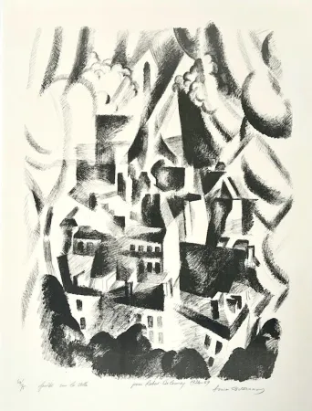 Lithographie Delaunay - Fenêtre sur la ville