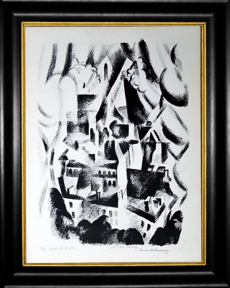 Lithographie Delaunay - Fenêtre sur la ville