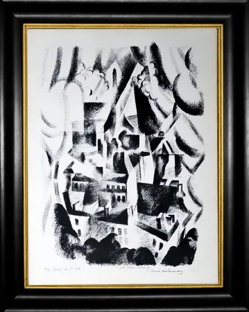 Lithographie Delaunay - Fenêtre sur la ville