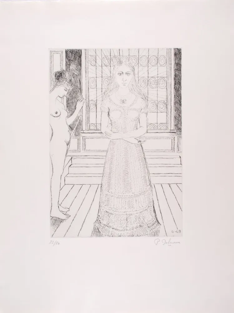 Radierung Delvaux - Vitrail