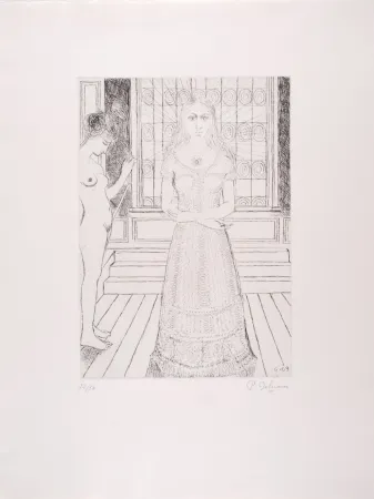 Radierung Delvaux - Vitrail