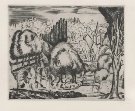 Kaltnadelradierung Derain - Paysage (Le Morin)