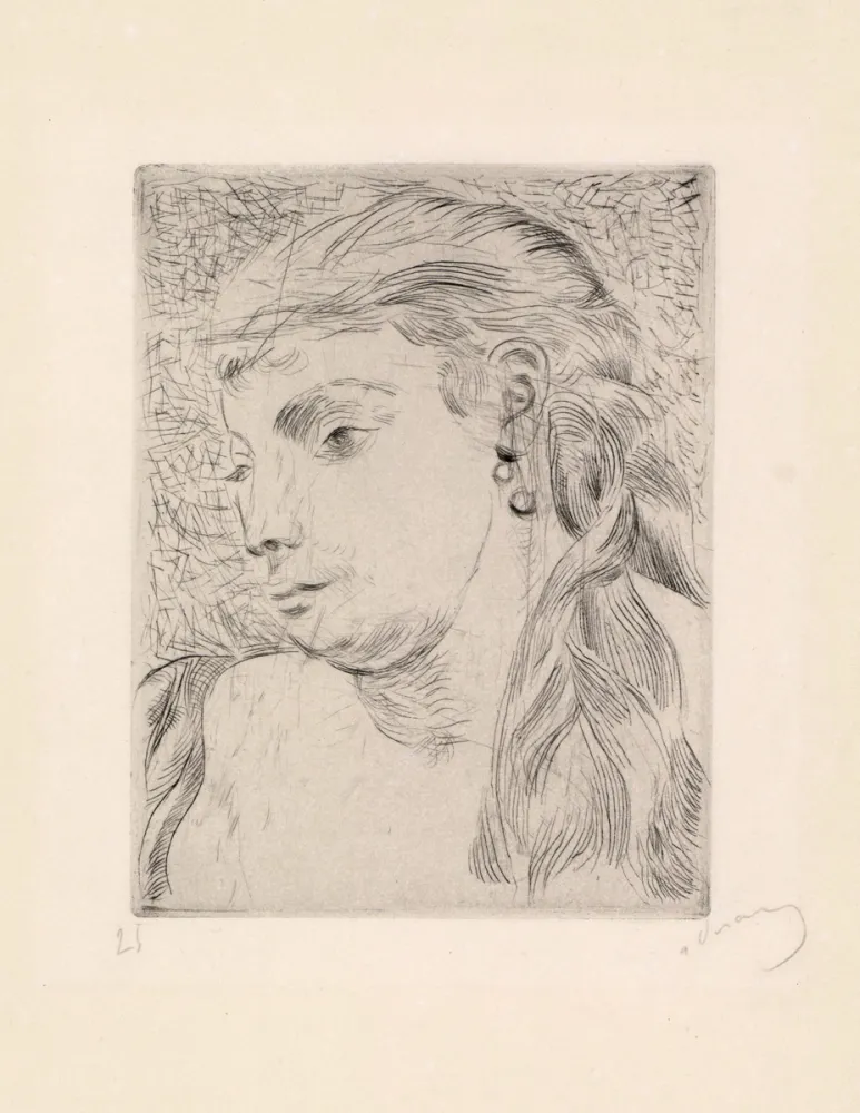 Radierung Und Aquatinta Derain - Tête de femme avec une tresse