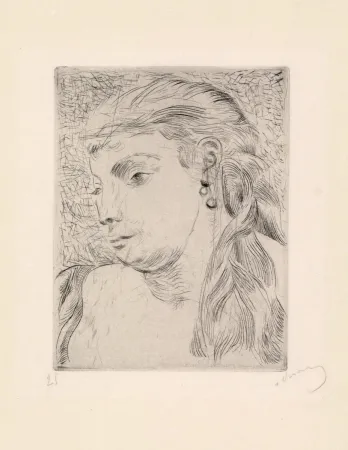 Radierung Und Aquatinta Derain - Tête de femme avec une tresse
