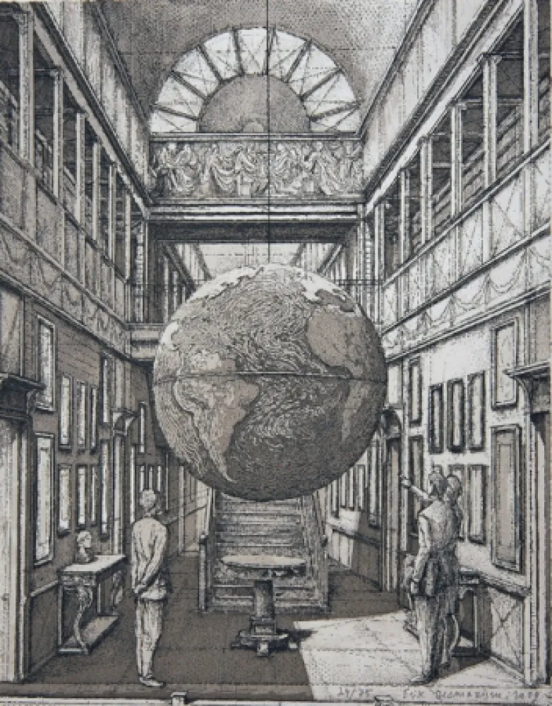 Radierung Und Aquatinta Desmazières - Entrance Hall with a Globe