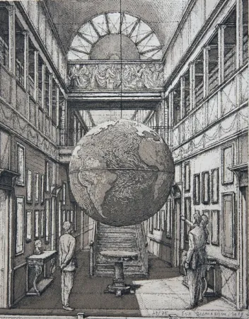 Radierung Und Aquatinta Desmazières - Entrance Hall with a Globe
