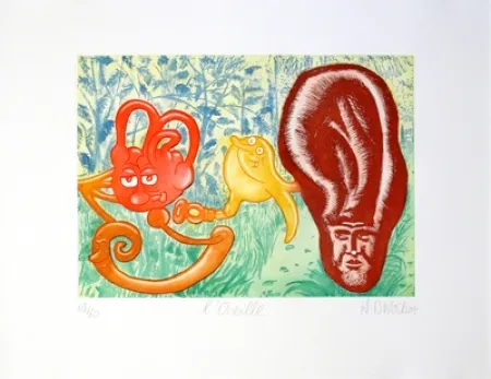 Radierung Und Aquatinta Di Rosa - L'oreille