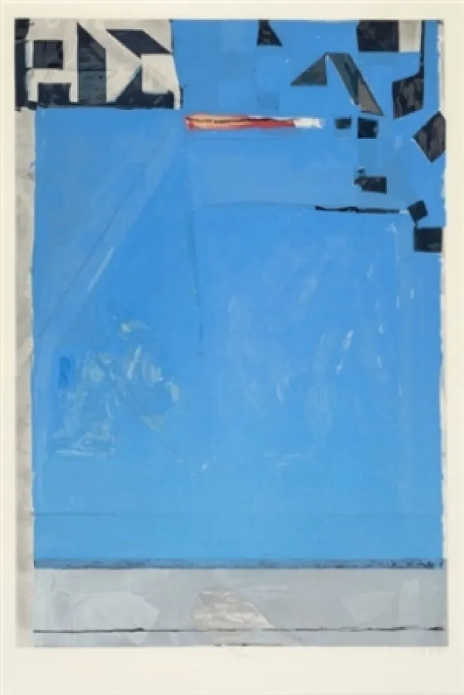 Holzschnitt Diebenkorn - Blue with Red