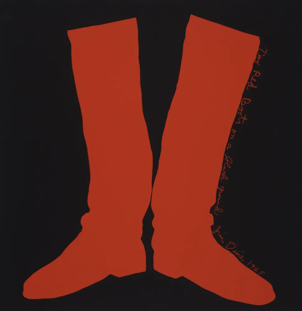 Siebdruck Dine - Two Red Boots on a Black Ground, 1968