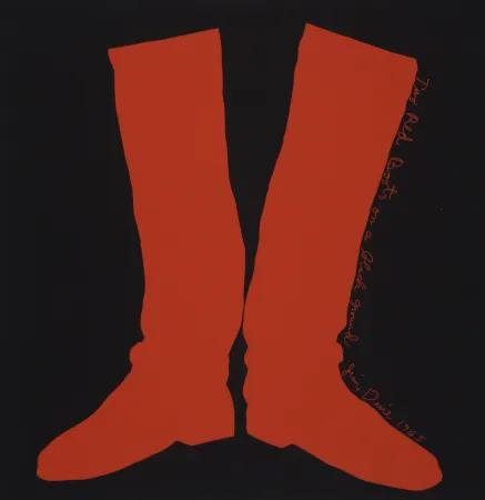 Siebdruck Dine - Two Red Boots on a Black Ground, 1968