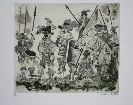 Radierung Und Aquatinta Dittrich - Schlacht