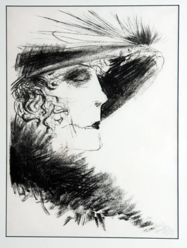 Lithographie Dix - Dame Mit Reiher