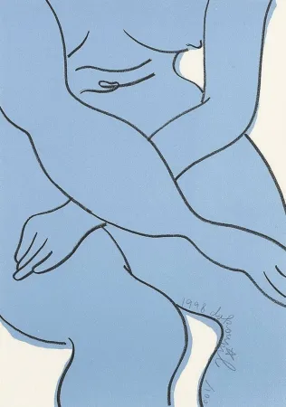 Lithographie Dokoupil - Blue Nude