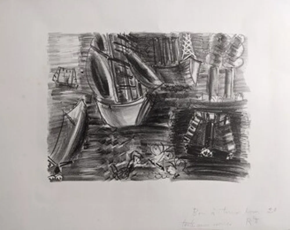 Lithographie Dufy - Voiliers et papillons