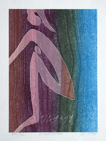 Holzschnitt Eggenschwiler - Vogelfrau