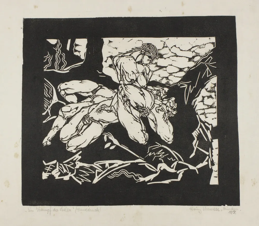 Holzschnitt Ehmsen - Ein Kampf der Seelen 