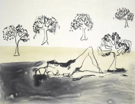 Lithographie Emin - Laying with the Olive Trees