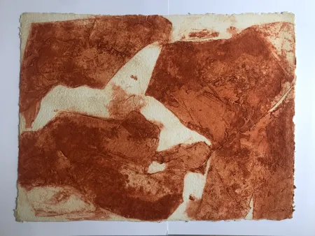 Lithographie En Joong - Sans titre (composition en orange)