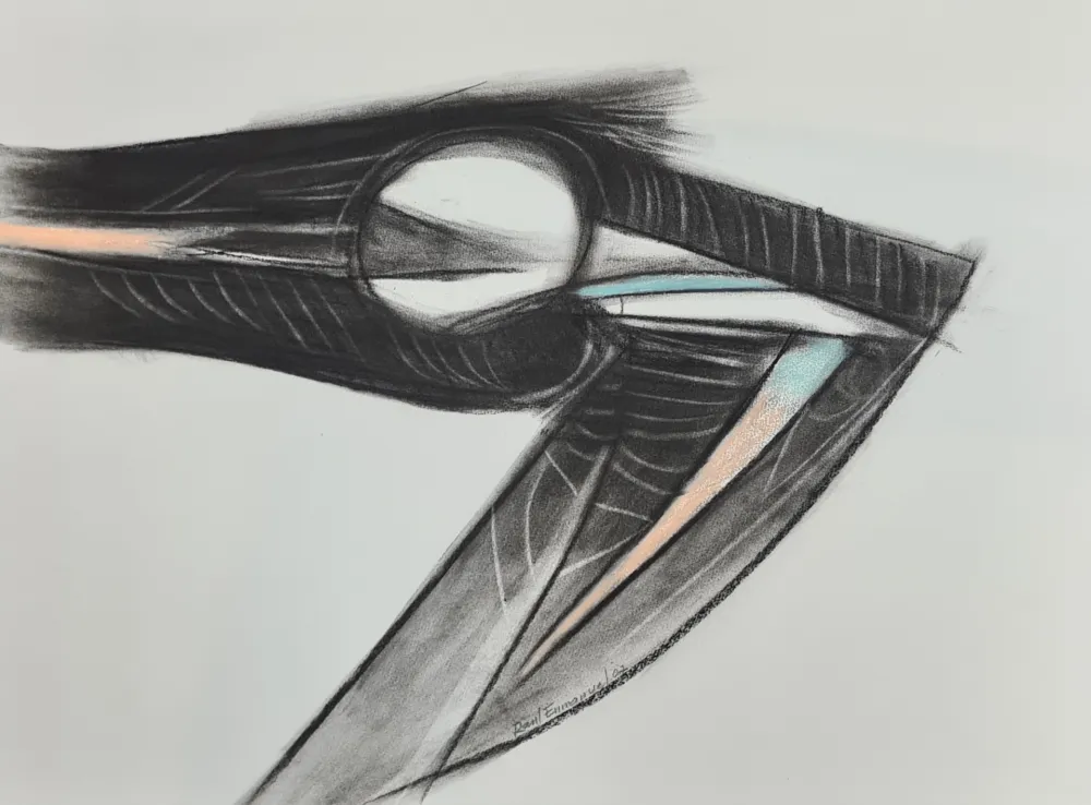 Monotypie Enmanuel - Pajaro en negro y azul