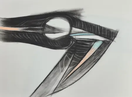 Monotypie Enmanuel - Pajaro en negro y azul