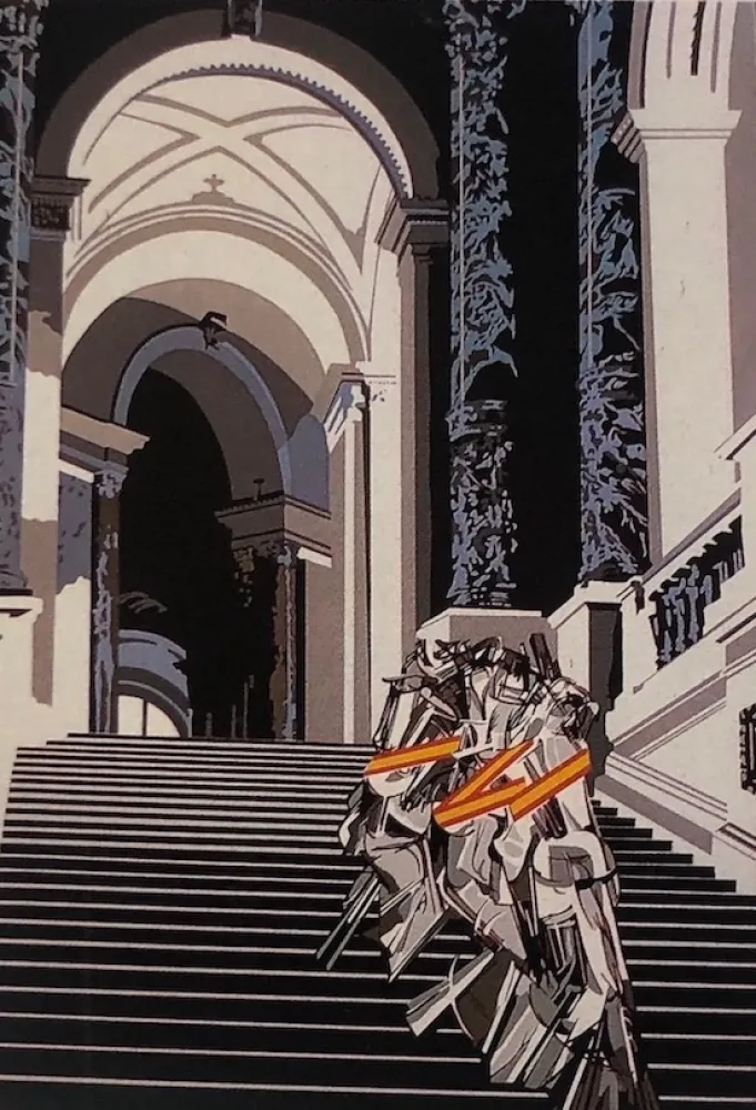 Siebdruck Equipo Cronica - Desnudo bajando la escalera