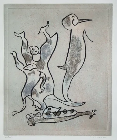 Radierung Und Aquatinta Ernst - Entre chiens et loups