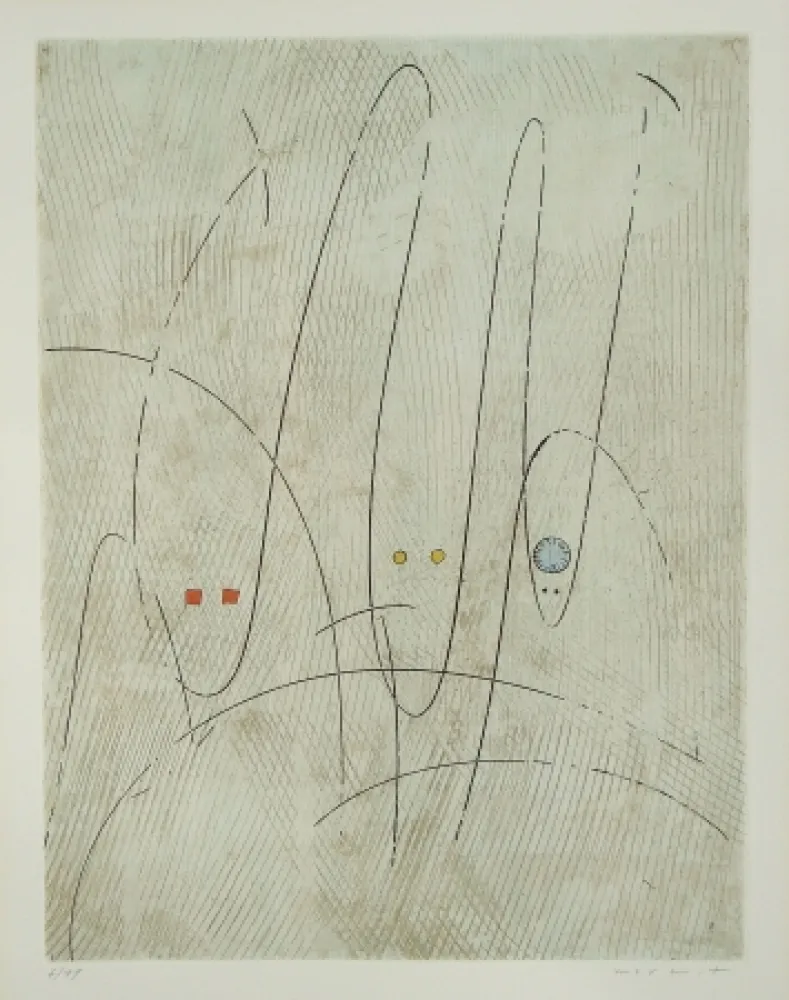 Radierung Und Aquatinta Ernst - Les Requins ou Trois requins en quête d'une victime