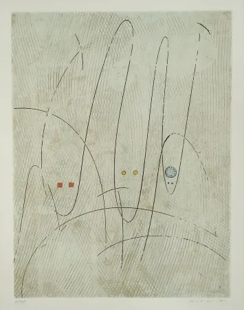 Radierung Und Aquatinta Ernst - Les Requins ou Trois requins en quête d'une victime