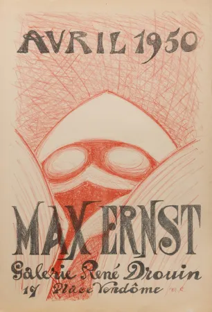 Lithographie Ernst - MASQUE. [Affiche pour une exposition à la galerie René Drouin]