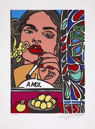 Siebdruck Erro - La femme fatale (à moi)