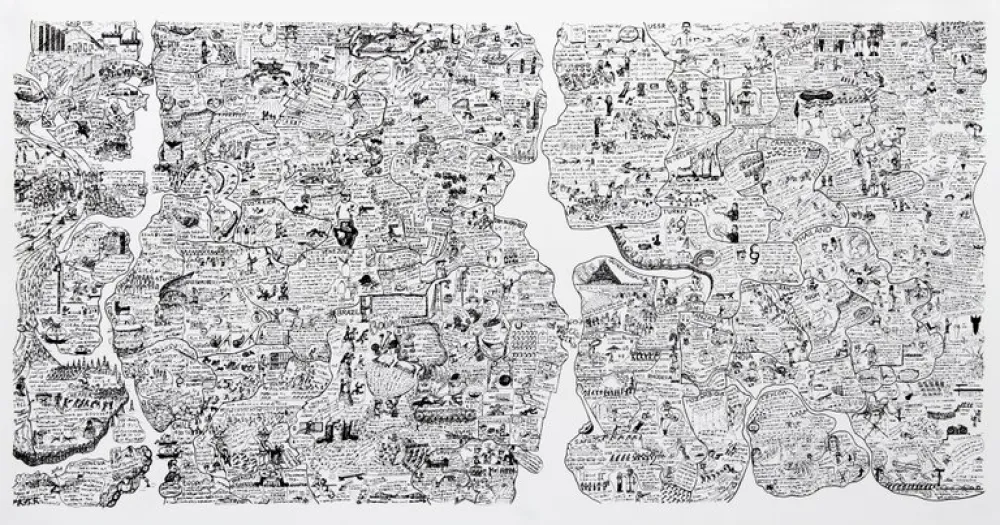 Siebdruck Fahlström - Sketch for World Map from the Peace Portfolio